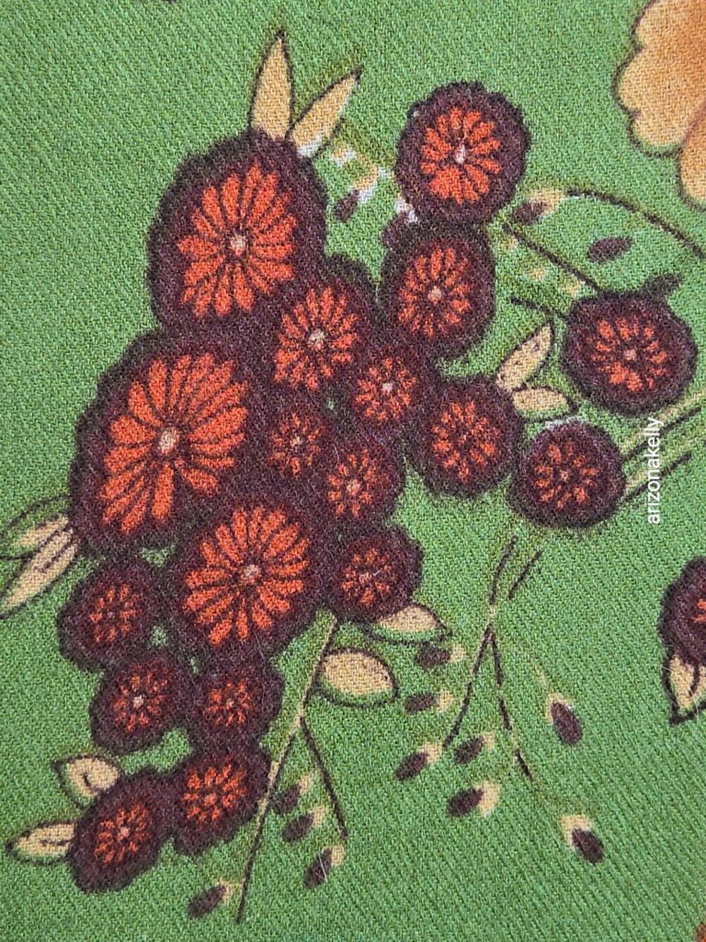 J. Peterman Scarf Wool/Silk Blend Botanical Flowers Green - Picture 3 of 14